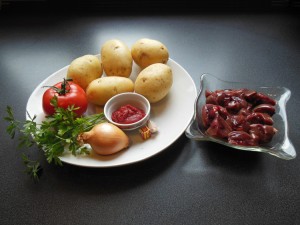 Les ingrédients de la recette des rognons aux pommes de terre
